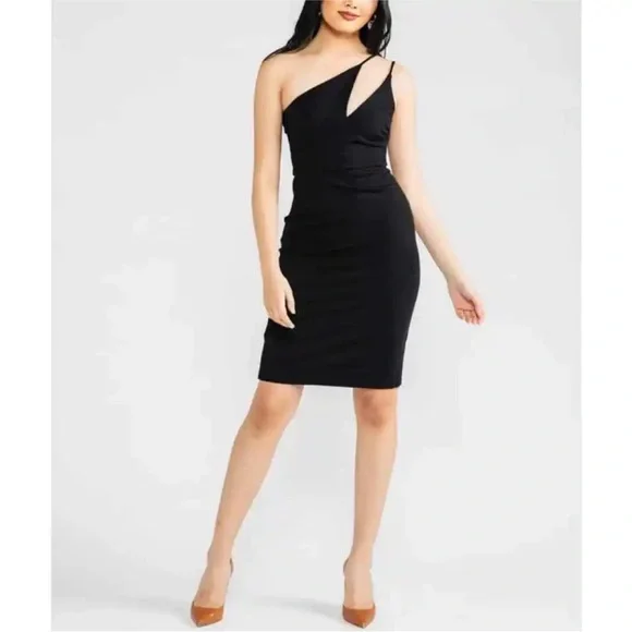 Chloe Kristyn | Dresses | Chloe Kristyn Nicole Ponte Knit Asymmetrical Dress  Black Size Medium | Poshmark